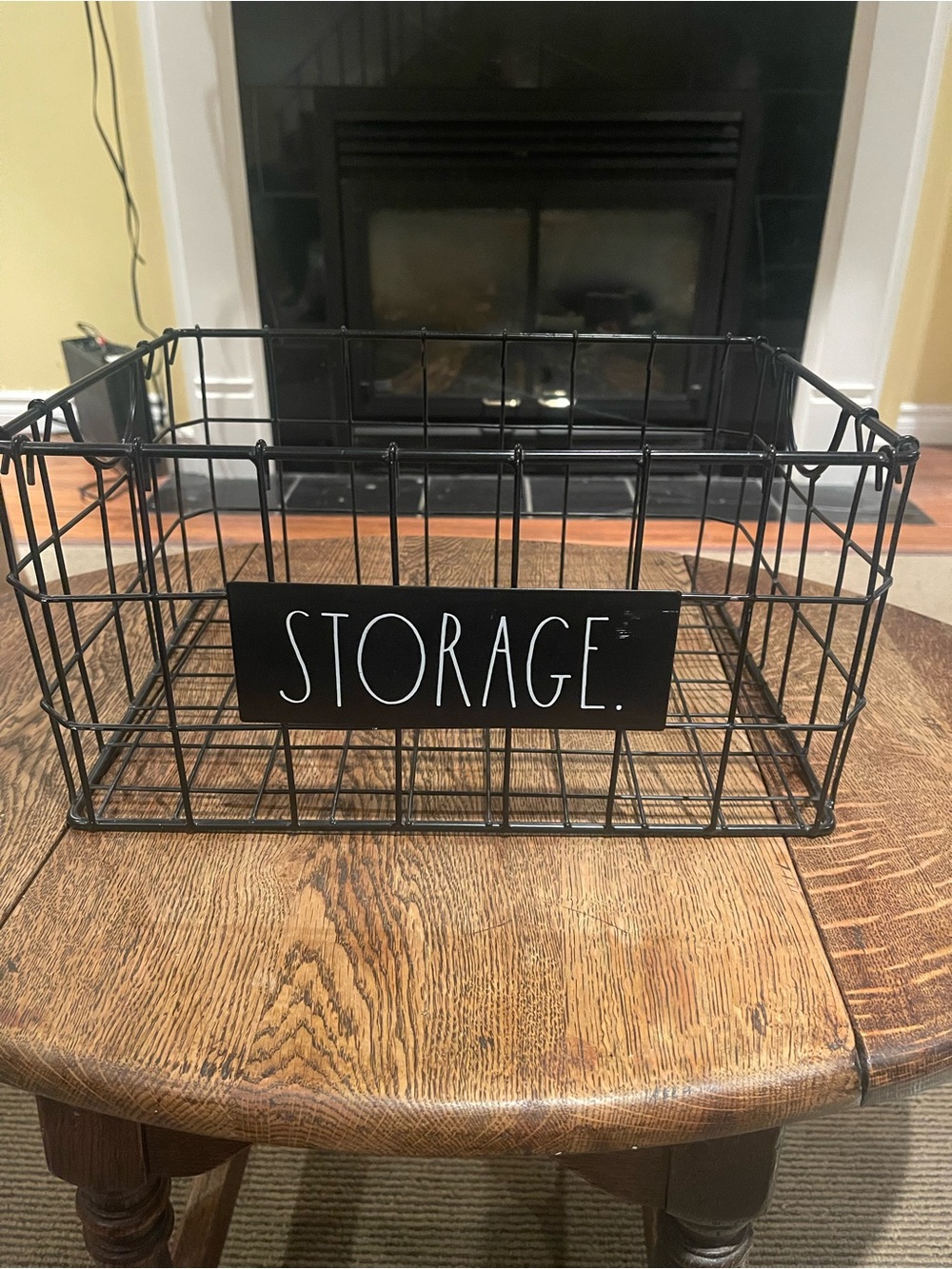 Rae Dunn Metal Wire Storage Basket with 'Storage' Label - Black